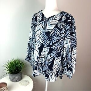 Kancy Kole womens large loose chiffon ballon sleeve floral print shirt